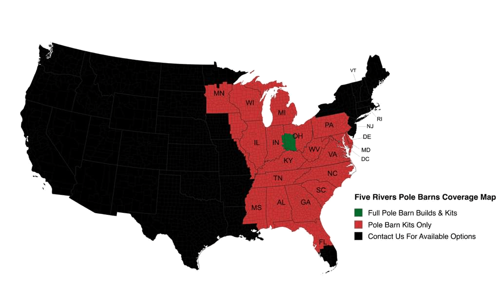 Five Rivers Pole Barn Kits Service Map